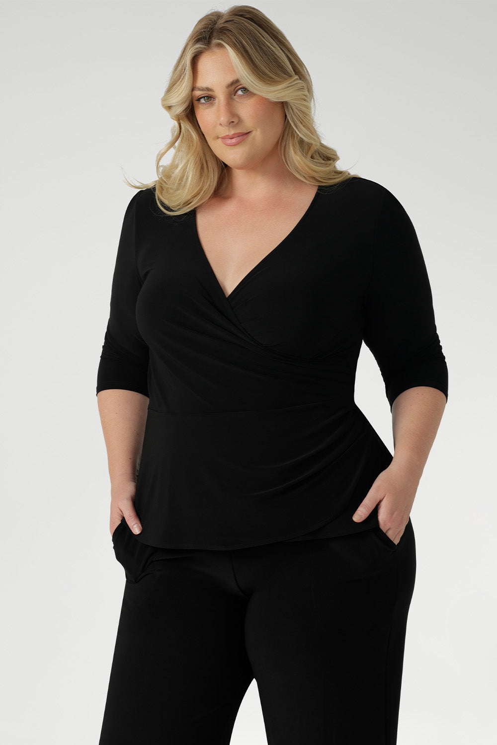 The Kyle Top is the perfect blend of professional polish and all-day comfort, making it a versatile addition to any modern wardrobe. Designed with a fixed wrap bodice that stays perfectly in place, this top offers the elegance of a wrap style without the need for constant adjustment. Whether you're in the office or heading to after-work events, the Kyle Top delivers confidence and style with ease.