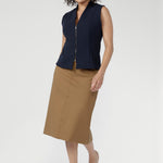 Introducing the new Landry Skirt, a refined addition to your wardrobe, expertly crafted from a caramel ponte fabric. 