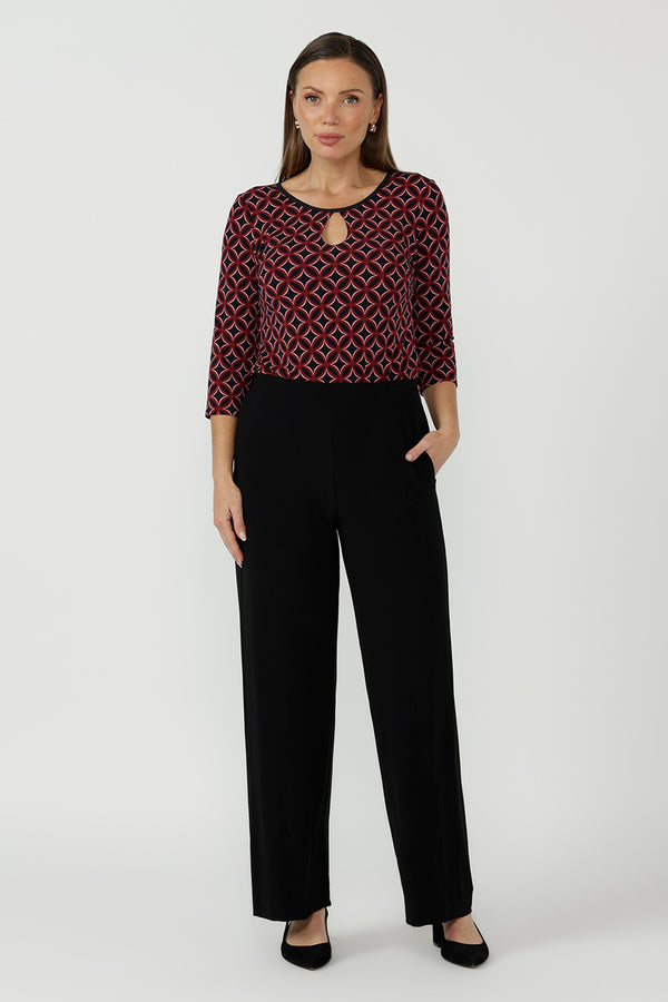 Crafted from our premium dry-touch jersey with soft stretch, this modern design offers effortless polish and all-day comfort. 