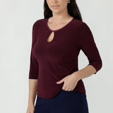 Lara Keyhole Top in Claret