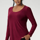 The Leith Top in Ruby is the long-sleeve evolution of our beloved Jules Top, designed for ultimate comfort and layering ease. Perfect as a standalone piece or worn under jackets and knitwear, this fitted women’s top is a must-have staple for cooler days and transitional weather. 