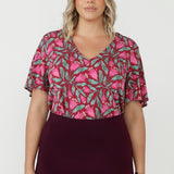 Lila Top crafted from signature dry-touch stretch jersey with a flattering V-neckline, elegant flutter sleeves and a relaxed slim-fit silhouette for effortless everyday style.