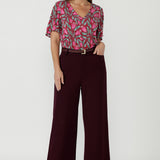 Elegant Lila Top crafted from soft stretch dry-touch jersey, featuring a relaxed slim fit, V-neckline and flowing flutter sleeves for timeless sophistication.