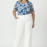 Australian-made Lila Top with delicate embroidered texture, feminine flutter sleeves and a flattering V-neckline for effortless everyday style.