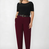 Liv Barrel Leg Pant in Wine Smart Crepe