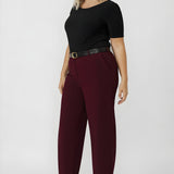 Liv Barrel Leg Pant in Wine Smart Crepe