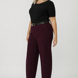 Liv Barrel Leg Pant in Wine Smart Crepe