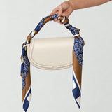 Fleur Collective Luxe Silk Scarf - French Navy/Toffee