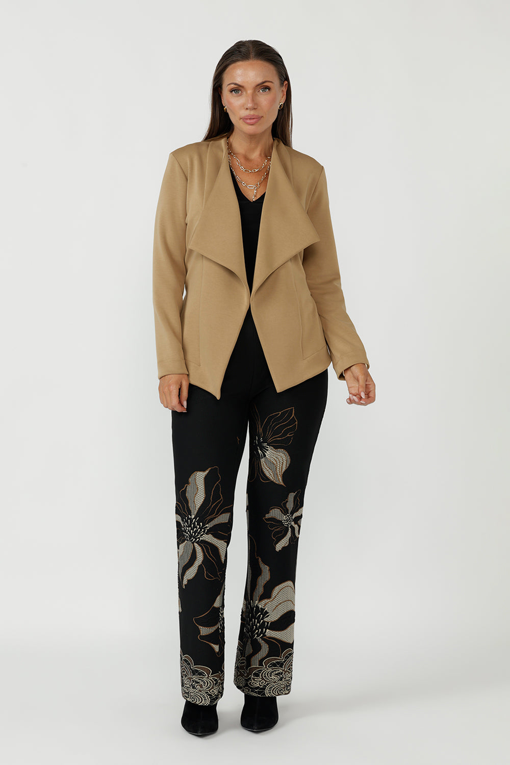 Soft suiting Lyndon Jacket featuring a wrap-style silhouette, tailored back shaping and detachable waist tie, crafted from luxurious stretch Modal fabric.