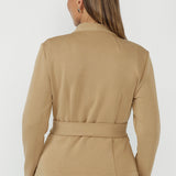 Lyndon Jacket designed in premium Modal stretch fabric with angled wrap-front detailing, a flattering belted waist and sophisticated layering appeal.