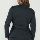 Double-layer angled front panels and tailored back darts create a refined, feminine shape in the Lyndon Jacket.
