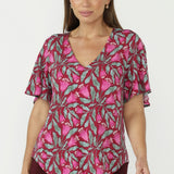 Lila Top in Bordeaux Bloom
