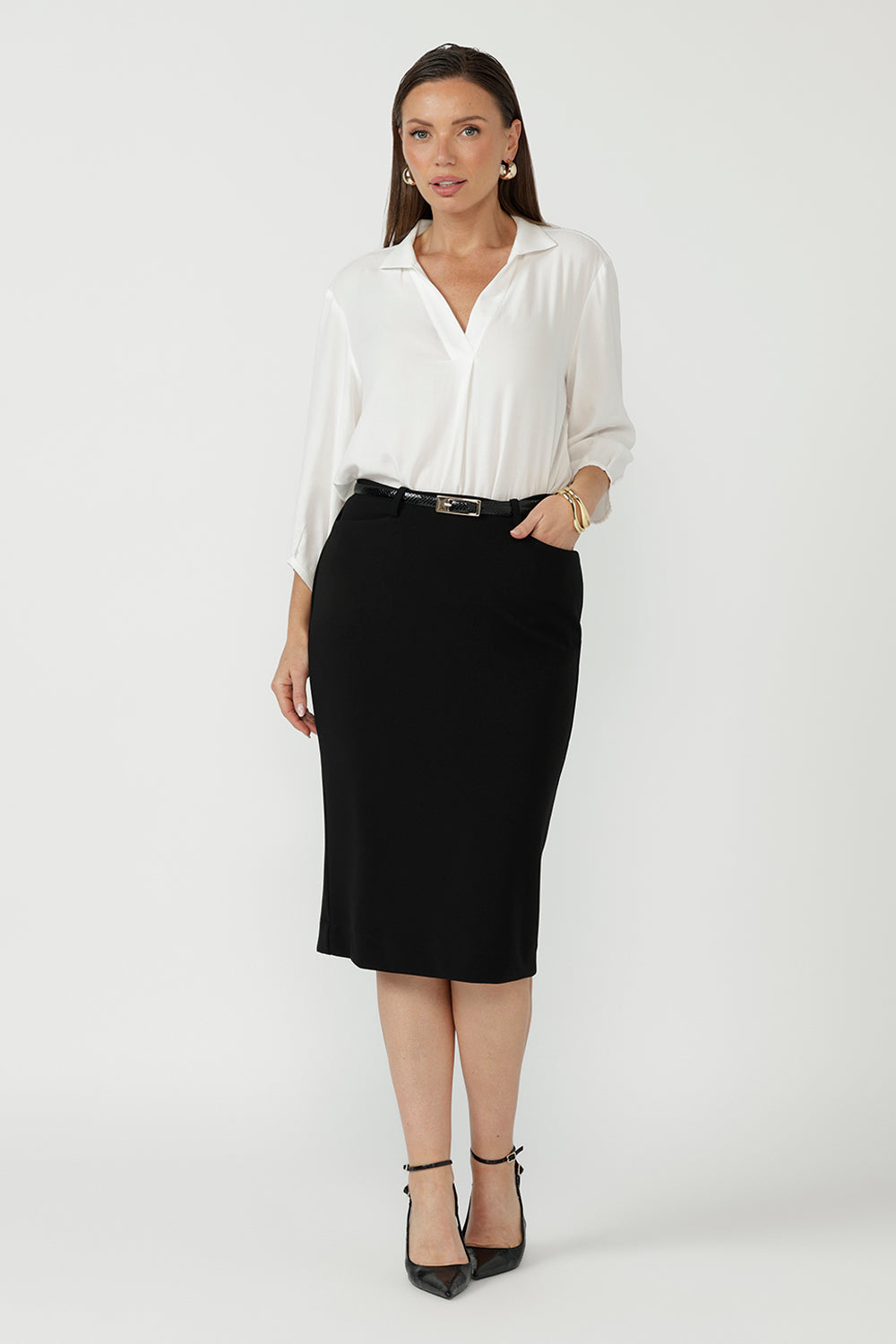 Smart Crepe Macy Skirt in Black