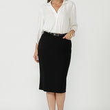 Smart Crepe Macy Skirt in Black
