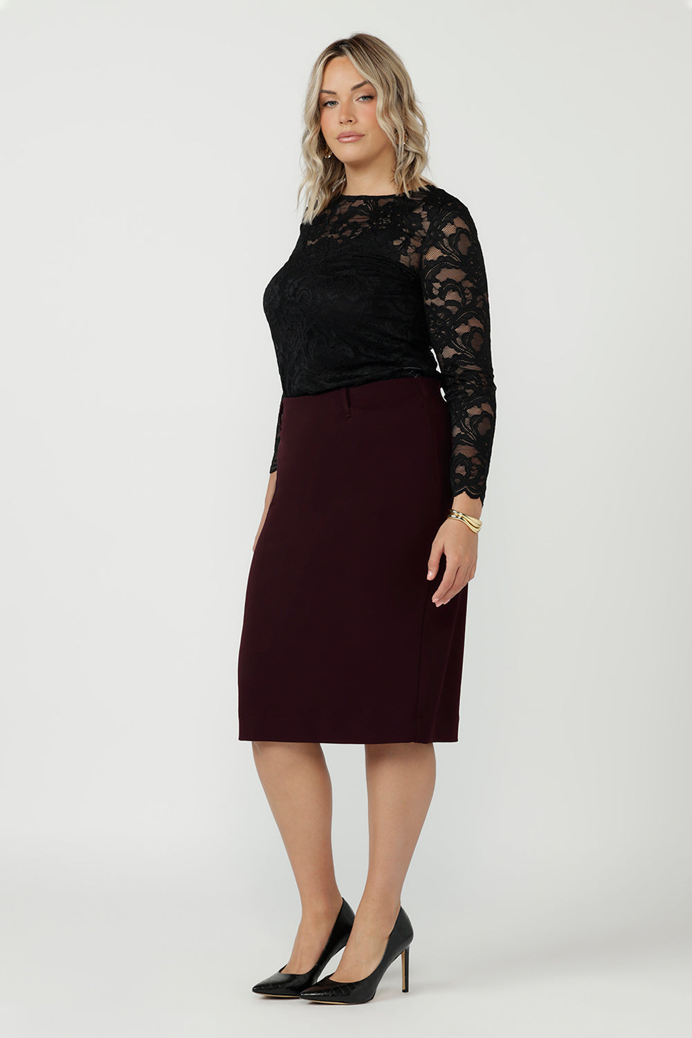 Macy Skirt in Wine Smart Crepe