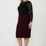 Macy Skirt in Wine Smart Crepe