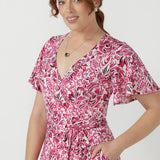 Maggie Maxi Wrap Dress in Rouge Reverie