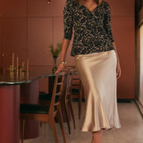 Manhattan Maxi Skirt in Champagne Satin