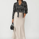 Manhattan Maxi Skirt in Champagne Satin