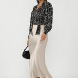Manhattan Maxi Skirt in Champagne Satin