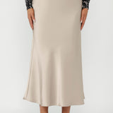 Manhattan Maxi Skirt in Champagne Satin