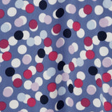 Swatch of Mauve Bubbles fabric print, made to craft a collection of women's dresses and tops all in Australia from stretchy jersey fabric.