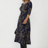 Melissa Dress in Midnight Botanica with Belt