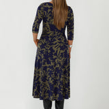 Melissa Dress in Midnight Botanica with Belt