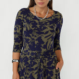 Melissa Dress in Midnight Botanica with Belt