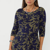 Melissa Dress in Midnight Botanica with Belt