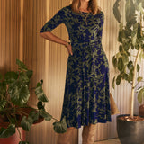 Melissa Dress in Midnight Botanica with Belt