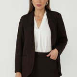Merit Blazer in Cocoa Smart Crepe
