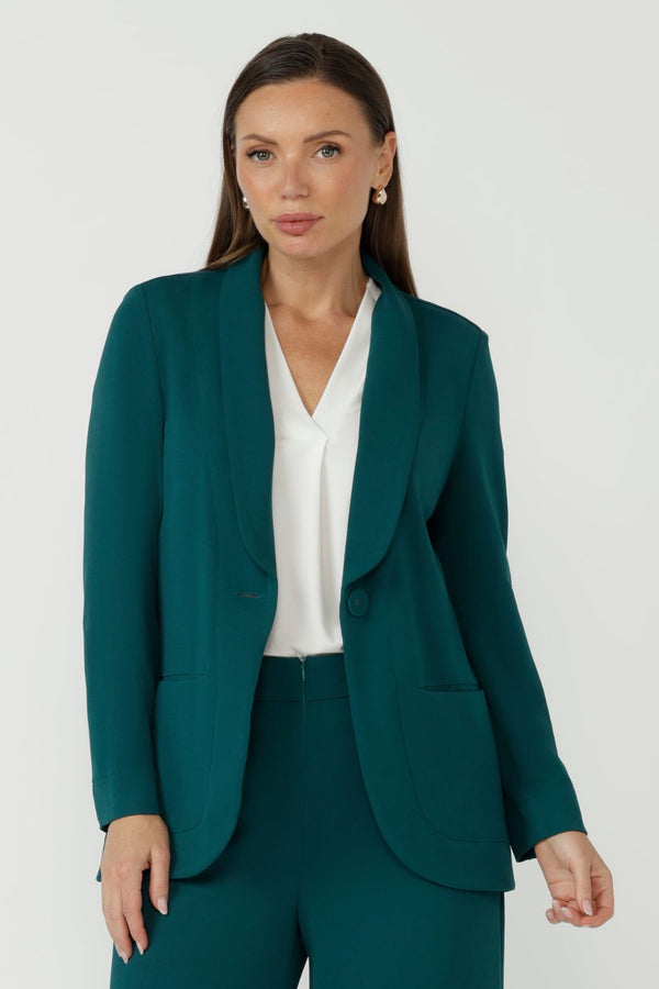 Merit Blazer in Dark Teal Smart Crepe