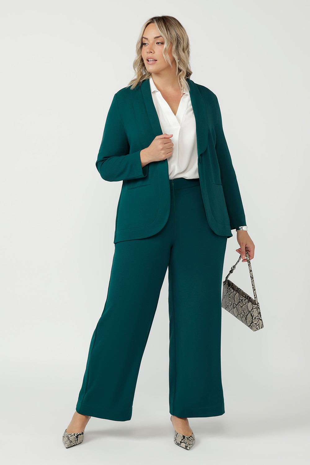 Drew Pant in Dark Teal Smart Crepe