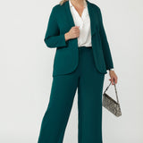 Drew Pant in Dark Teal Smart Crepe