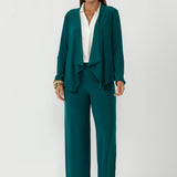 Elegant Mikey cardigan crafted from luxe dry-touch stretch jersey featuring a flowing open front, waterfall neckline and streamlined tailored fit.