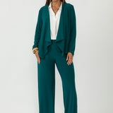Monroe Pant with a refined pull-on design, heavyweight stretch fabrication and sleek straight-leg tailoring, designed to pair seamlessly with soft suiting separates.