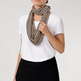Bamboo Scarf in Mocha with Black Stripe