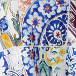 Still swatch image of Mosaic Tile print. Made from our soft-touch jersey fabric with gentle stretch and a satin-like feel, this Australian-made culotte showcases a captivating Sicilian-inspired print in cobalt, yellow, brown, and green. Used to create a collection of womens holiday collection in sizes 8-24.