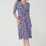 Crafted from our signature dry touch stretch jersey, the Nadine Dress is an elegantly subtle aline dress with fashion forward ruched sleeves, offering a flattering silhouette