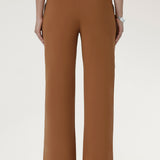 Close-up back view of the toffee Wide Leg Pant showing the high-rise waistband and belt loops.