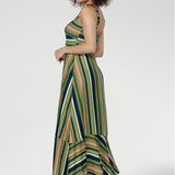 Nitelle Maxi Dress in Green Multi Stripe