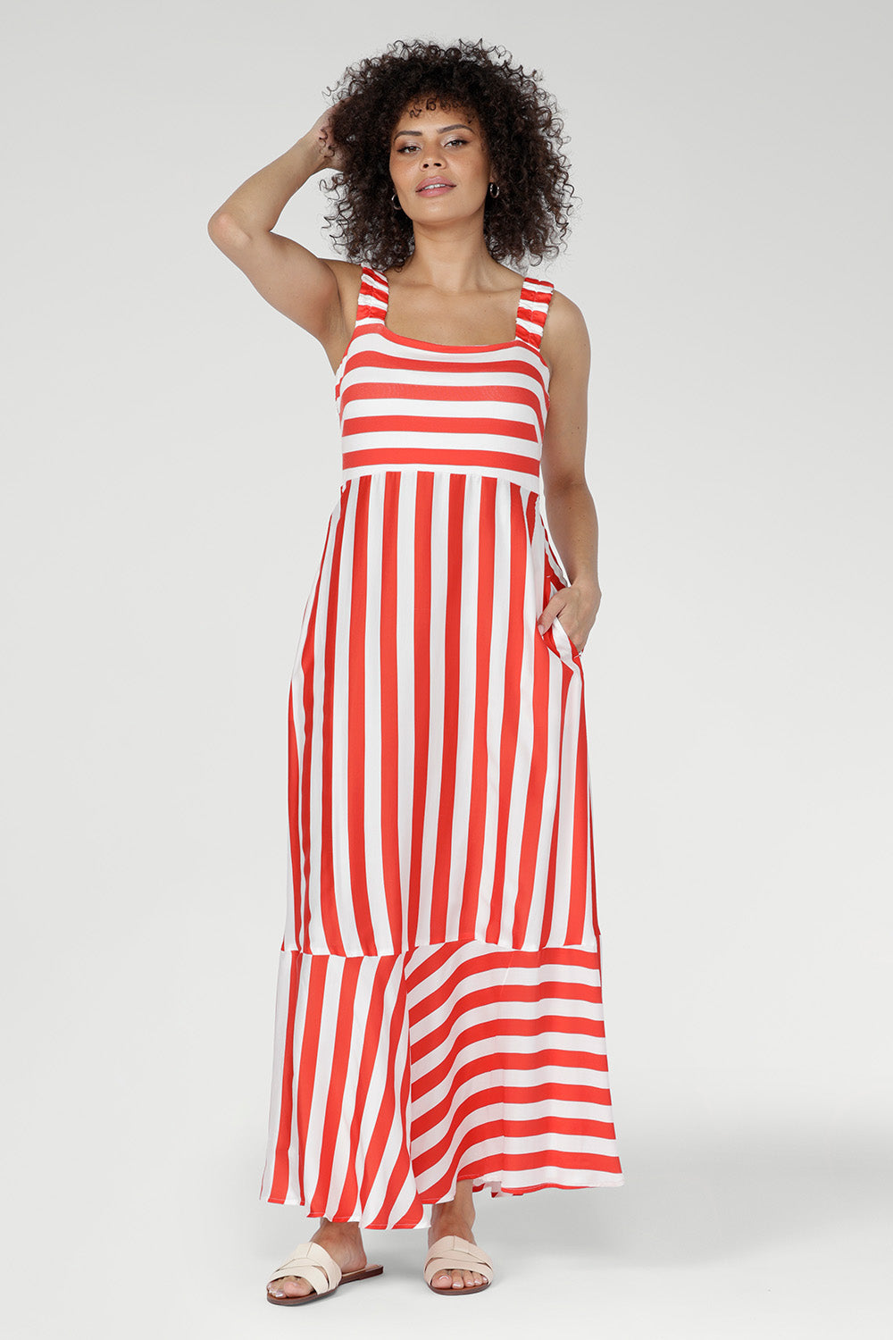Nitelle Maxi Dress in Tang Stripe
