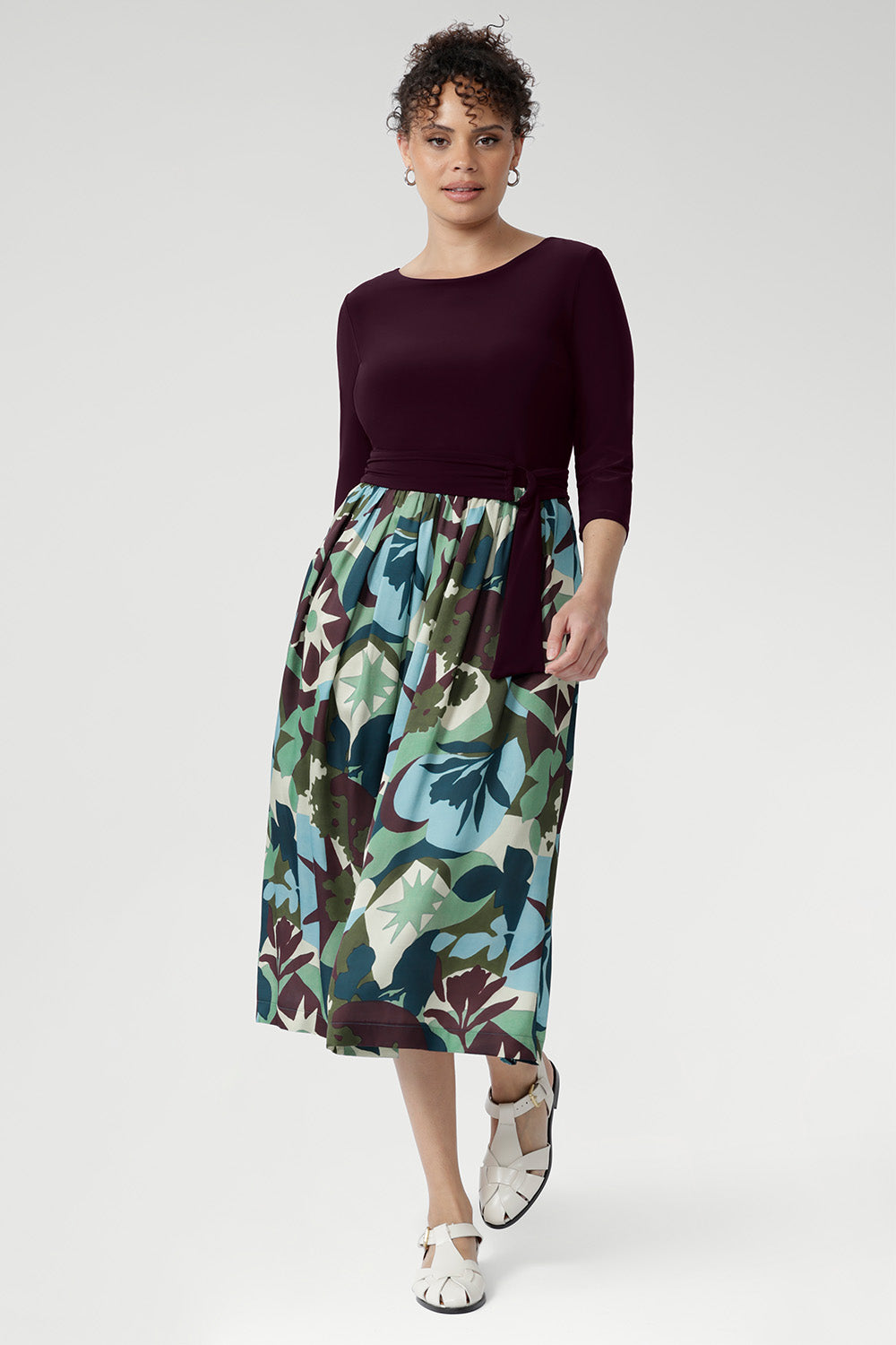 Joanie Dress in Scandi Abstract with Belt