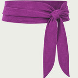 Obi Belt crafted from premium faux suede with a soft handfeel, featuring a wide front panel and adjustable wrap-around tie for a flattering cinched waist.