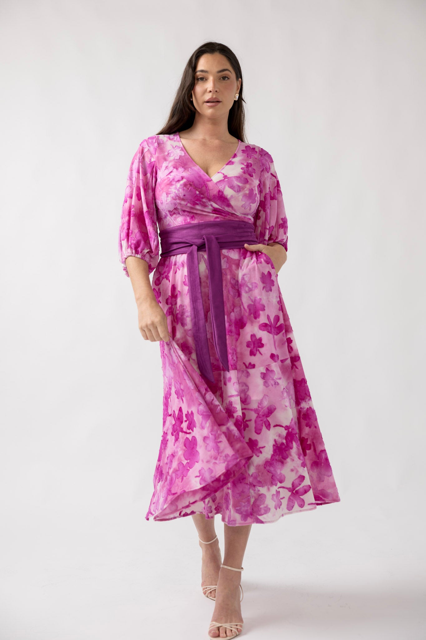 Australian-made Obi Belt crafted from premium faux suede with a wide wrap silhouette and adjustable tie front, available in three sizes catering to women’s sizes 8–24.