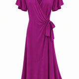 One of a Kind - Dara Wrap Dress in Magenta Bamboo