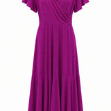 One of a Kind - Nicolle Wrap Dress in Magenta Bamboo