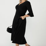 Portia Wrap Dress in Black
