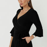 Portia Wrap Dress in Black